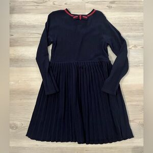 Jacadi Paris Girls Navy Knit Cashmere Wool Dress Pleated size 6 euc